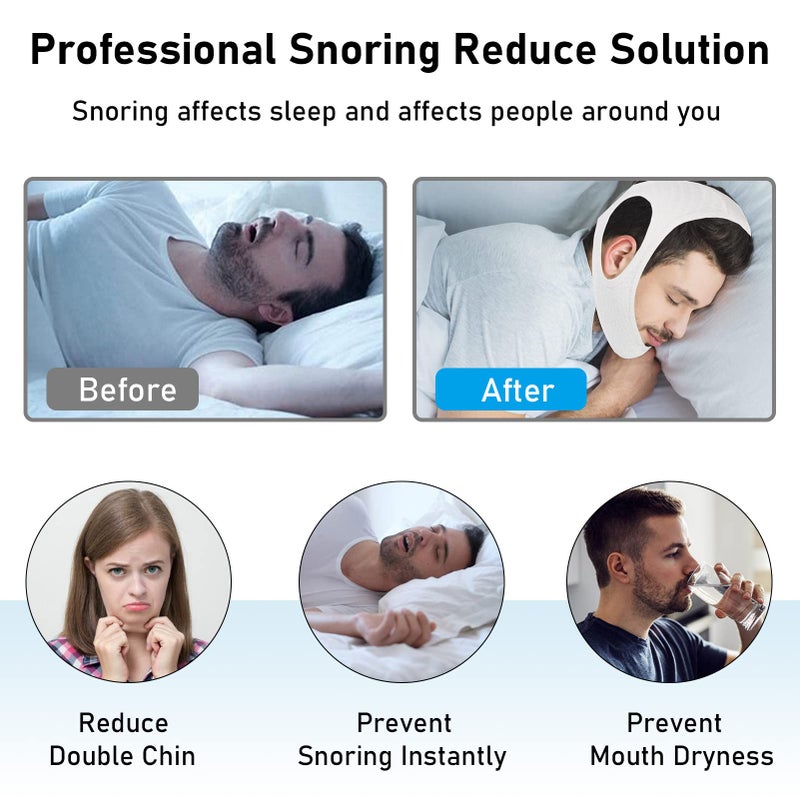 Forzacx Chin Strap for Cpap Users Anti Snoring Devices - Forzacx Breathable Cpap Chin Strap Snoring Solution, Soft Non-Stick Hair Snore Stopper, Elastic Easy to Wear - White - Image 2